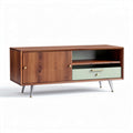 Mid-century modern wooden TV stand with green and brown finish 150 x 45 x 50cm