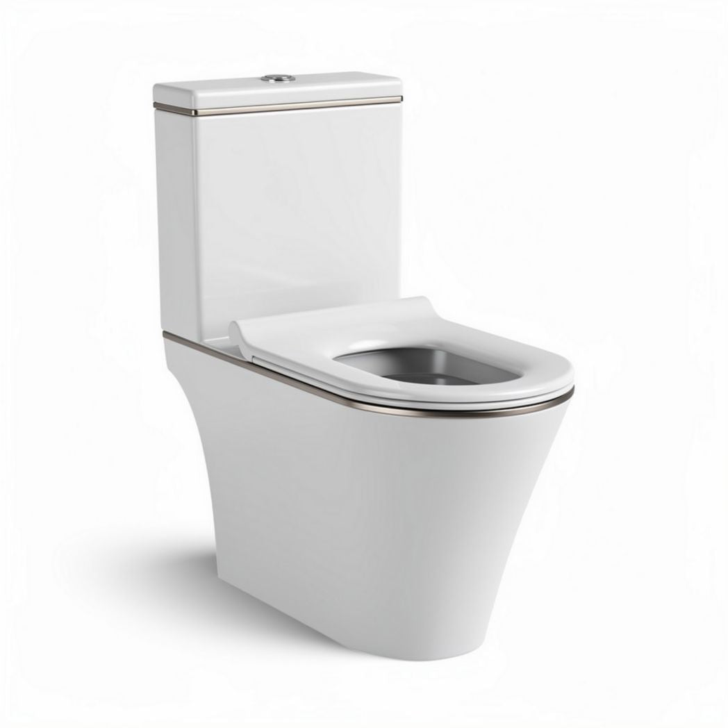 One piece dual flush toilet with ceramic construction and sleek design 70 x 40 x 80cm
