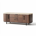 Wooden storage cabinet with marble top and metal legs 150 x 45 x 70cm