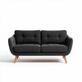 Modern two-seat sofa in dark gray fabric with wooden legs 180 x 80 x 75cm