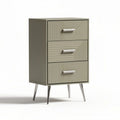 Three-drawer bedside cabinet in light gray with metal legs 40 x 30 x 70cm