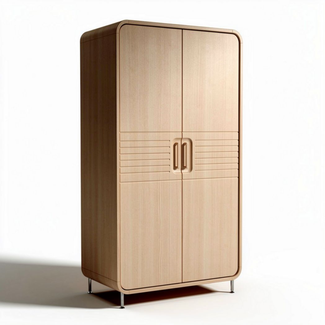 Wooden wardrobe with double doors for storage and organization 180 x 90 x 50cm