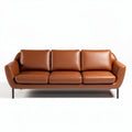 Leather three-seater sofa in brown with modern design and sturdy frame