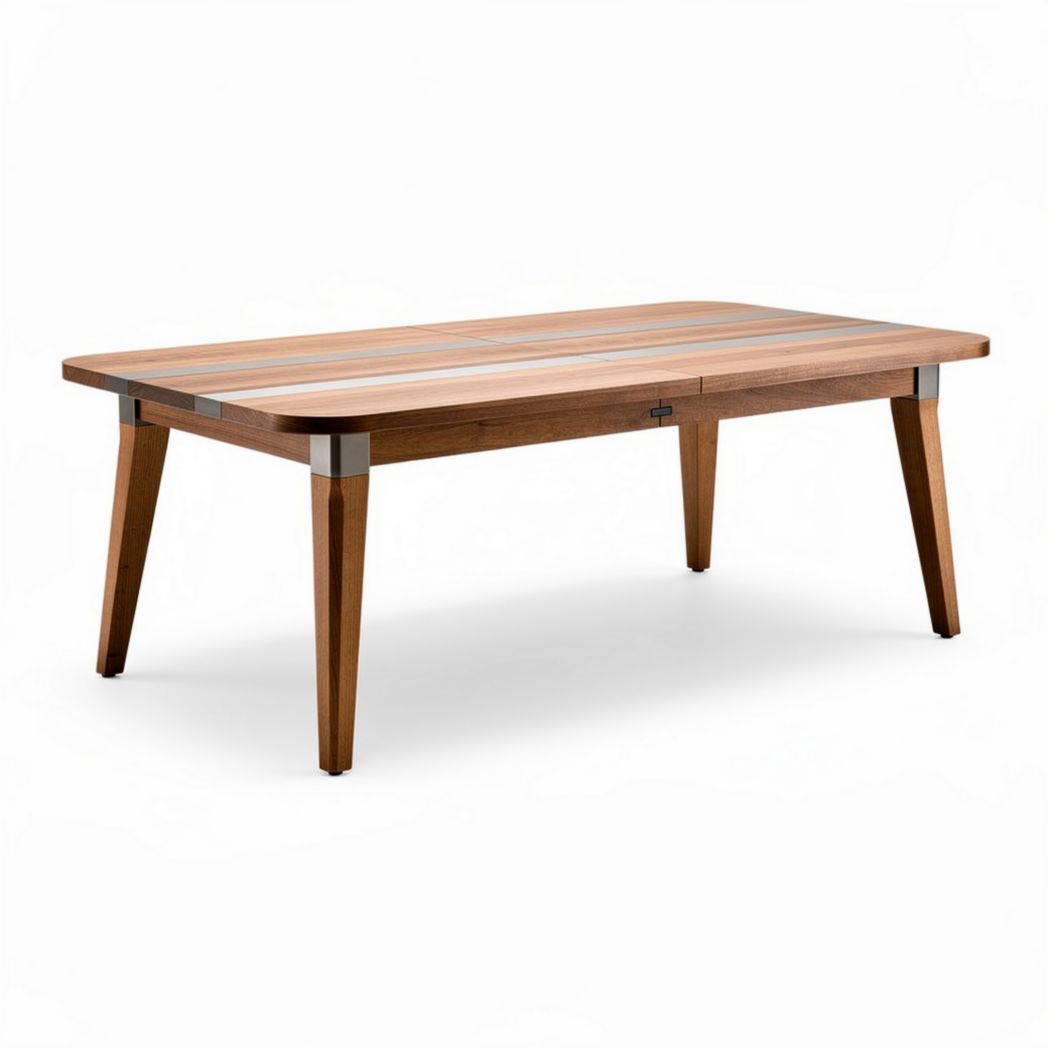 Wooden dining table with metal accents suitable for indoor use 150 x 75 x 75cm