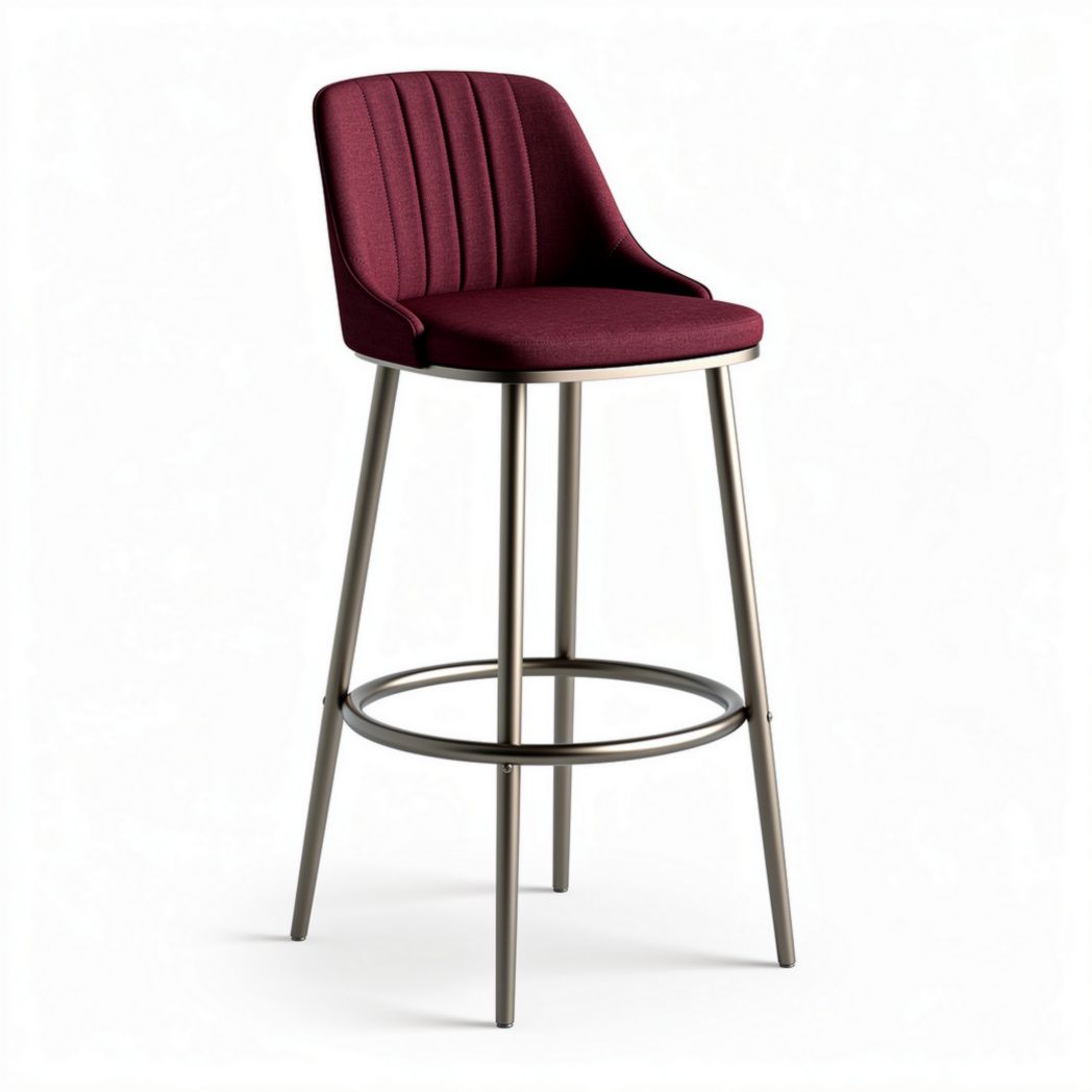 Bar height stool with fabric seat and metal frame in burgundy 45 x 45 x 100cm