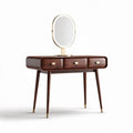 Wooden vanity table with oval mirror and three drawers 100 x 45 x 75cm
