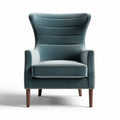 Upholstered accent chair in teal fabric with wooden legs 80 x 70 x 100cm