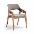 Wooden dining chair with fabric seat and backrest natural finish 60 x 55 x 80cm